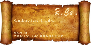 Raskovics Csaba névjegykártya